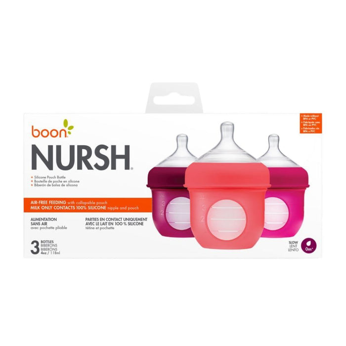 Boon -NURSH 4oz Bottle 3pk - Pink Multi