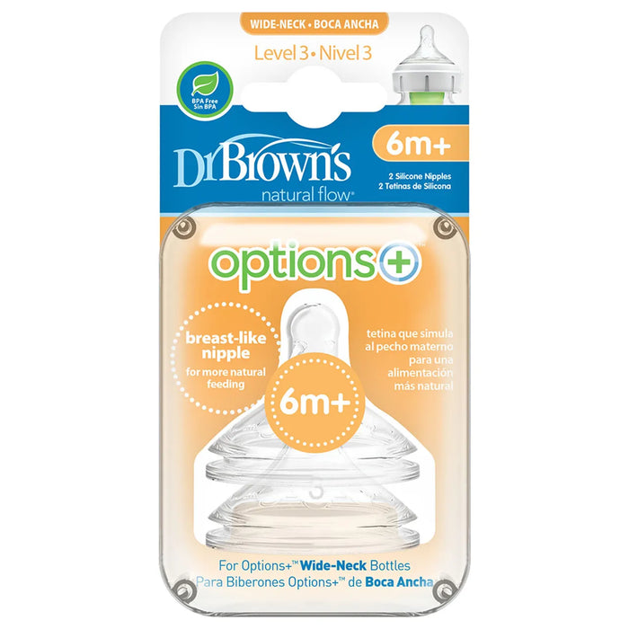 Dr. Browns - Level 3 Wide-Neck Silicone Options+ Nipple 2pcs