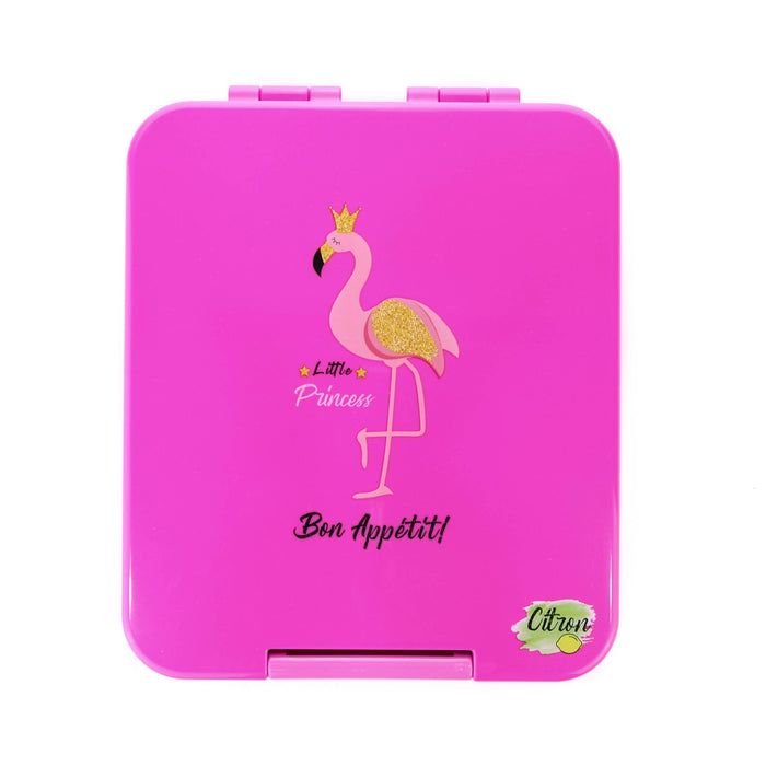 Citron Award Winning-Bento Style-Snack Box with accessories- Dark Pink Flamingo