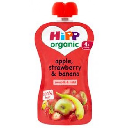 Hipp Organic Strawberry, Banana and Apple pouch 4x100g