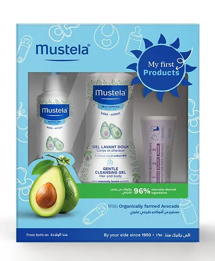 Mustela My First Products Gift set - Cleansing Gel + Body Lotion + Emollient Cream