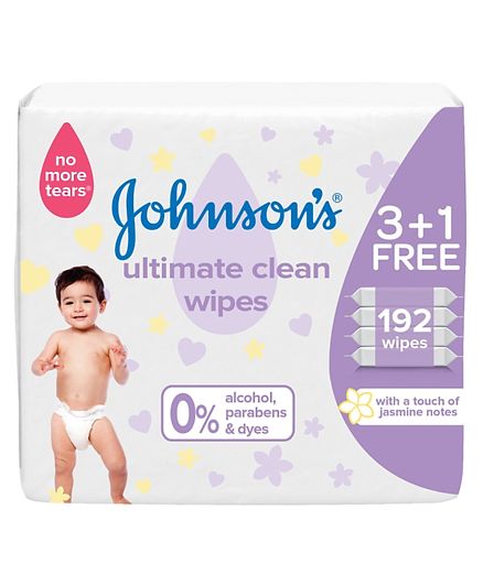JOHNSON'S Baby, Wipes, Ultimate Clean, Pack of 192 wipes
