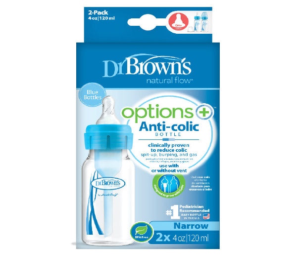 Dr. Browns 120ml Narrow-Neck Options+ Blue Baby Bottle 2pcs