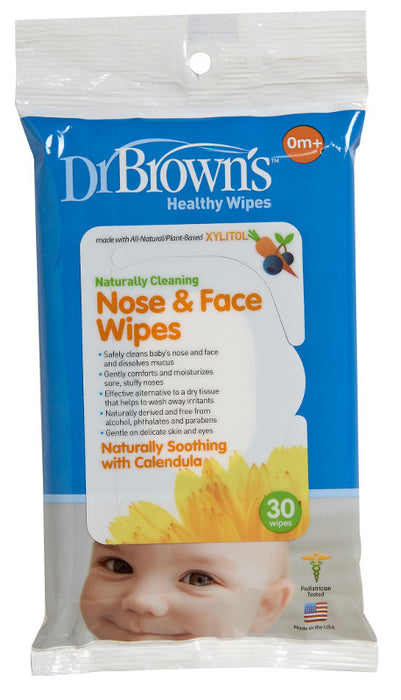 Dr. Browns Nose & Face Wipes, 30-Pack