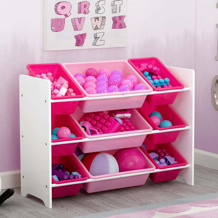 Delta Children - Mysize 9 Plastic Bin Storage Organizer Pink