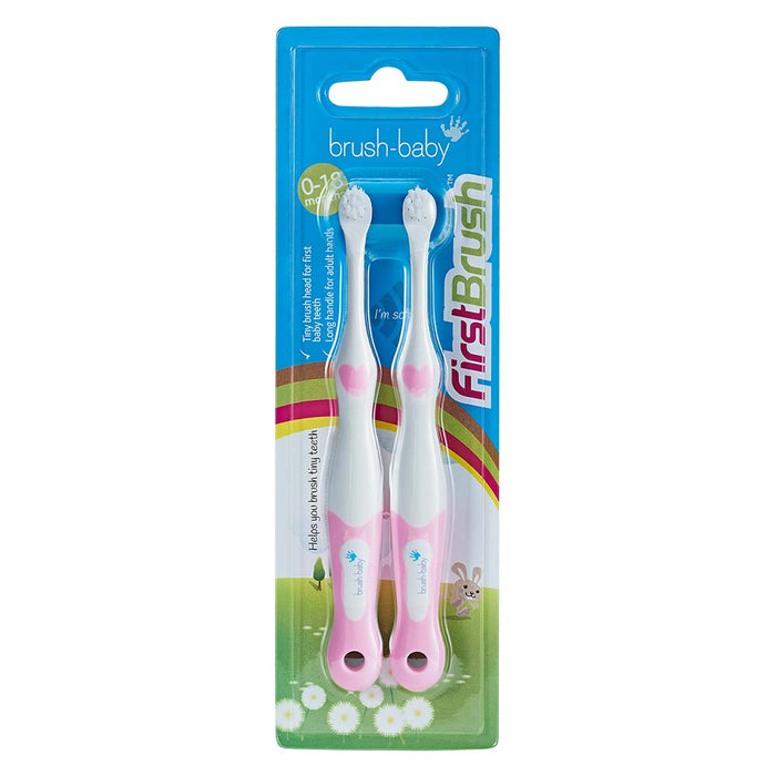 Brush Baby - My FirstBrush 0-18m Pack of 2 - Mixed Colors(Teal-Blue-Pink)