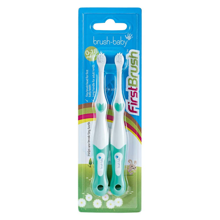Brush Baby - My FirstBrush 0-18m Pack of 2 - Mixed Colors(Teal-Blue-Pink)