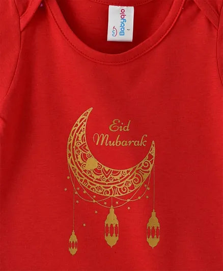 Babyqlo Eid Mubarak Bodysuit - 3 - 6 Months - Red