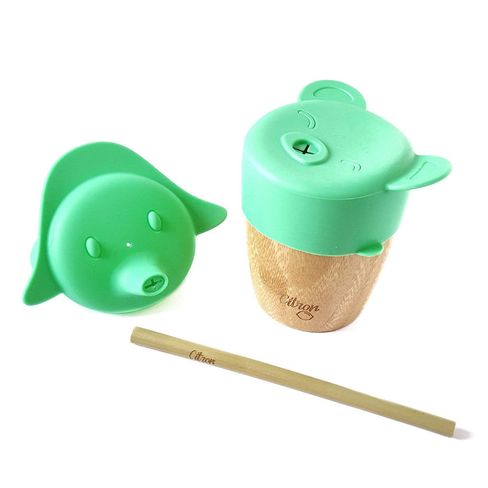 Bamboo Cups with 2 Silicone lids_ Sippy and Straw lid