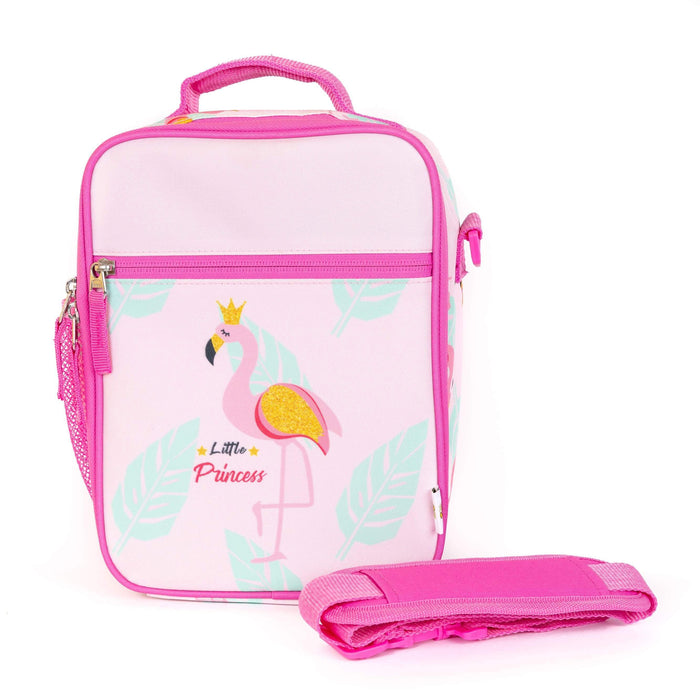 Thermal Lunch Bag- Flamingo- with bottle holder and padded shoulder strap