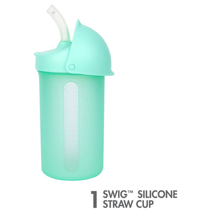 Boon - Swig Silicone Straw Bottle 10oz - Mint/Pink