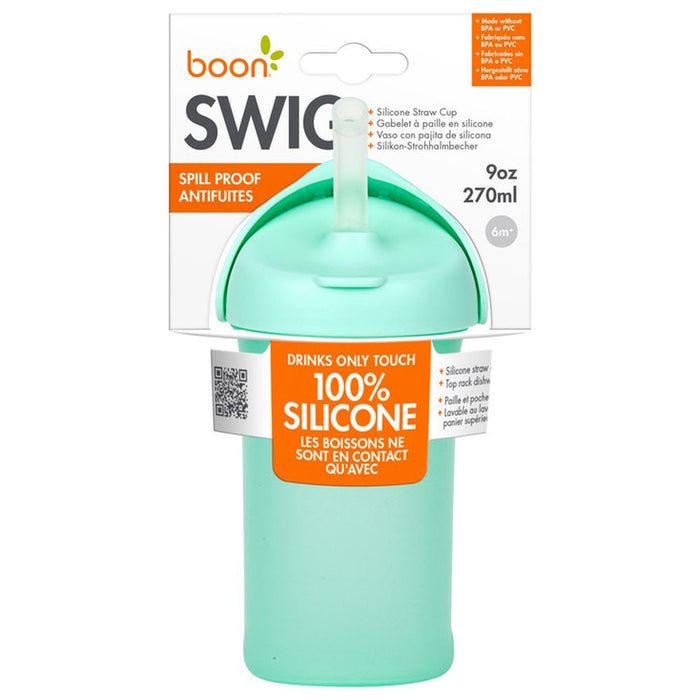 Boon - Swig Silicone Straw Bottle 10oz - Mint/Pink