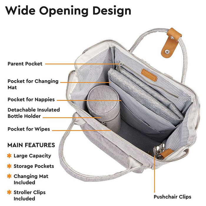 Bababing Mani Backpack Changing Bag - Grey Marl