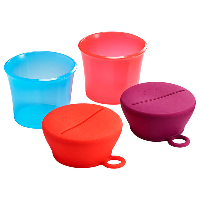 Boon - Snug Snack Containers With Stretchy Silicone Lids - Pink