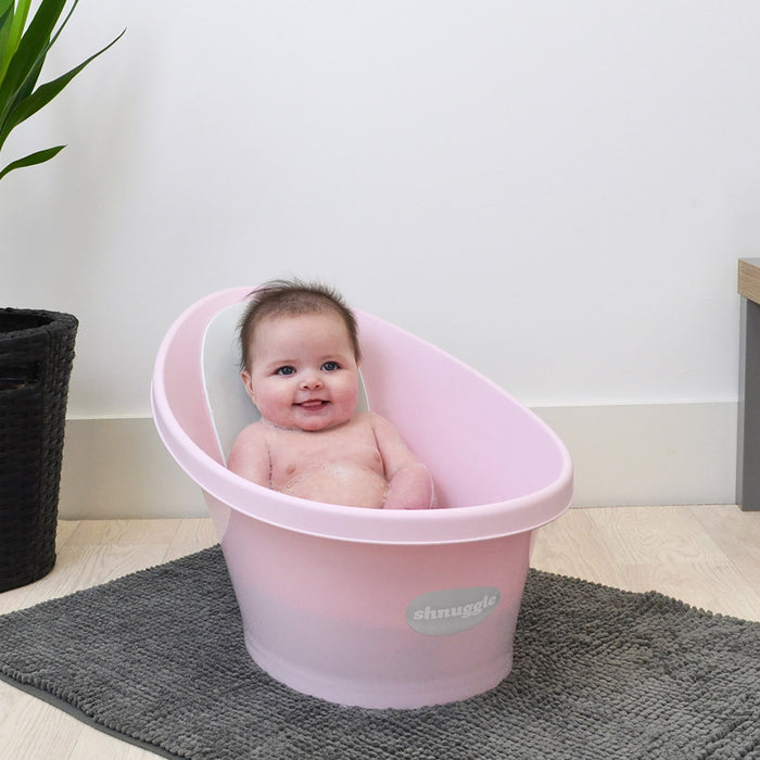 Shnuggle - Baby Bath Tub - Soft Pink With Grey