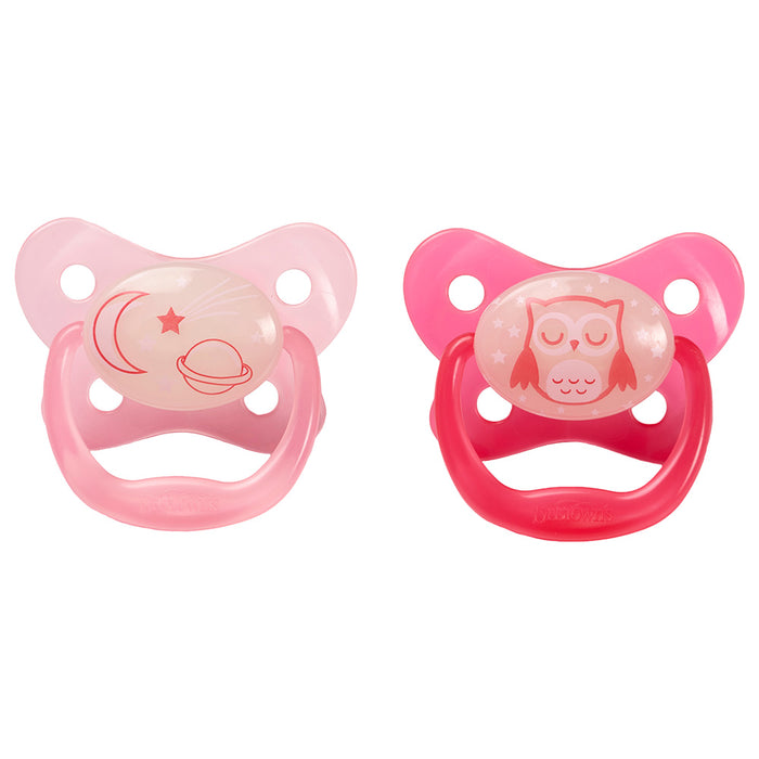 Dr. Browns - Glow In The Dark Pacifier 6-12M 2pcs - Pink
