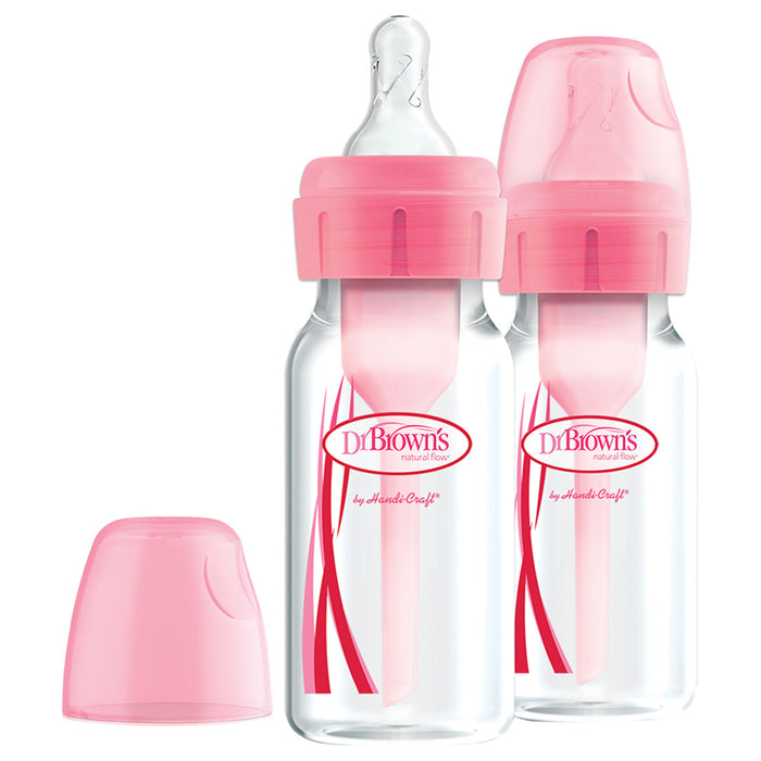 Dr. Browns 120ml Narrow-Neck Options+ Pink Baby Bottle 2pcs