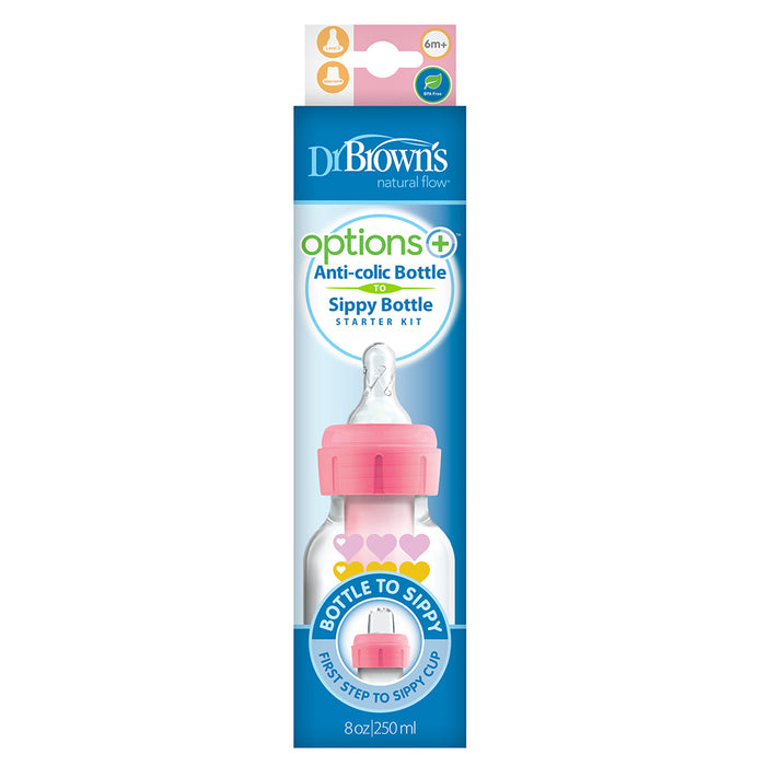 Dr. Browns - 250ml Narrow Options+ Bottle to Sippy Kit Pink