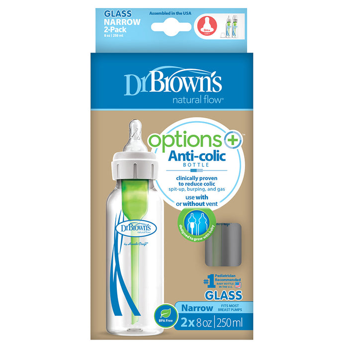 Dr. Browns - 250ml Glass Narrow Options+ Bottle Pack of 2
