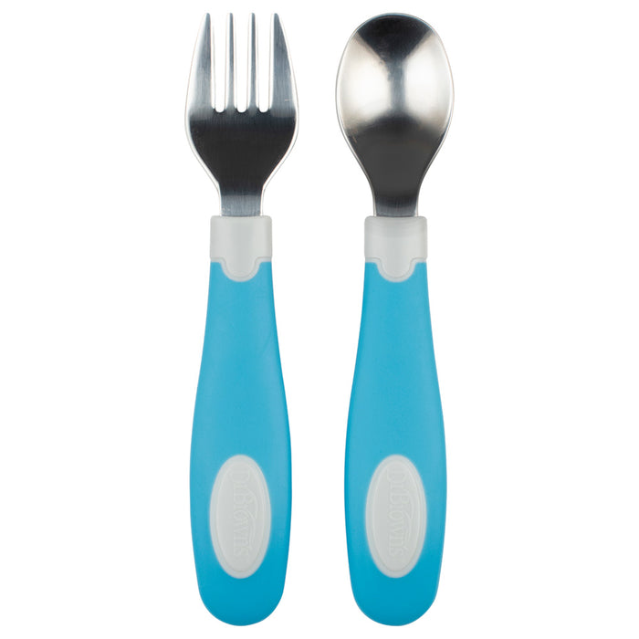 Dr. Browns - Soft Grip Spoon & Fork Set - Blue