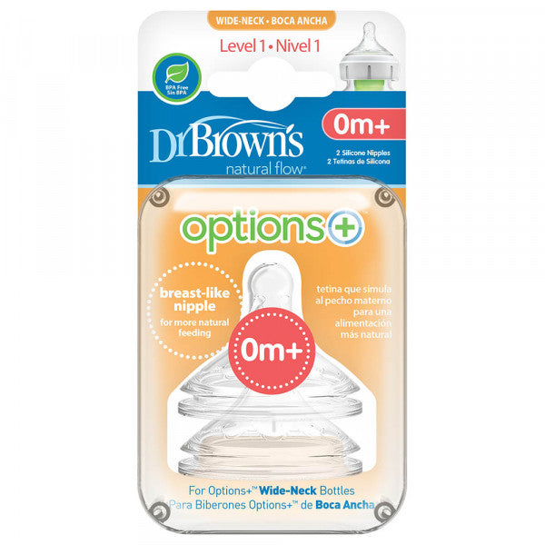 Dr. Browns - Level 1 Wide-Neck Silicone Options+ Nipple 2pcs